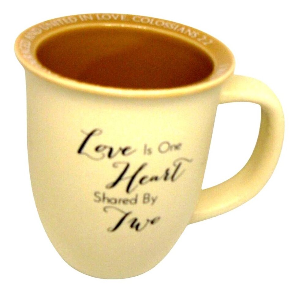 Love Is One Heart Shared By Two Col 2:2 Ceramic Coffee Tea Mug Cup Abbey Press